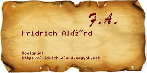 Fridrich Alárd névjegykártya
